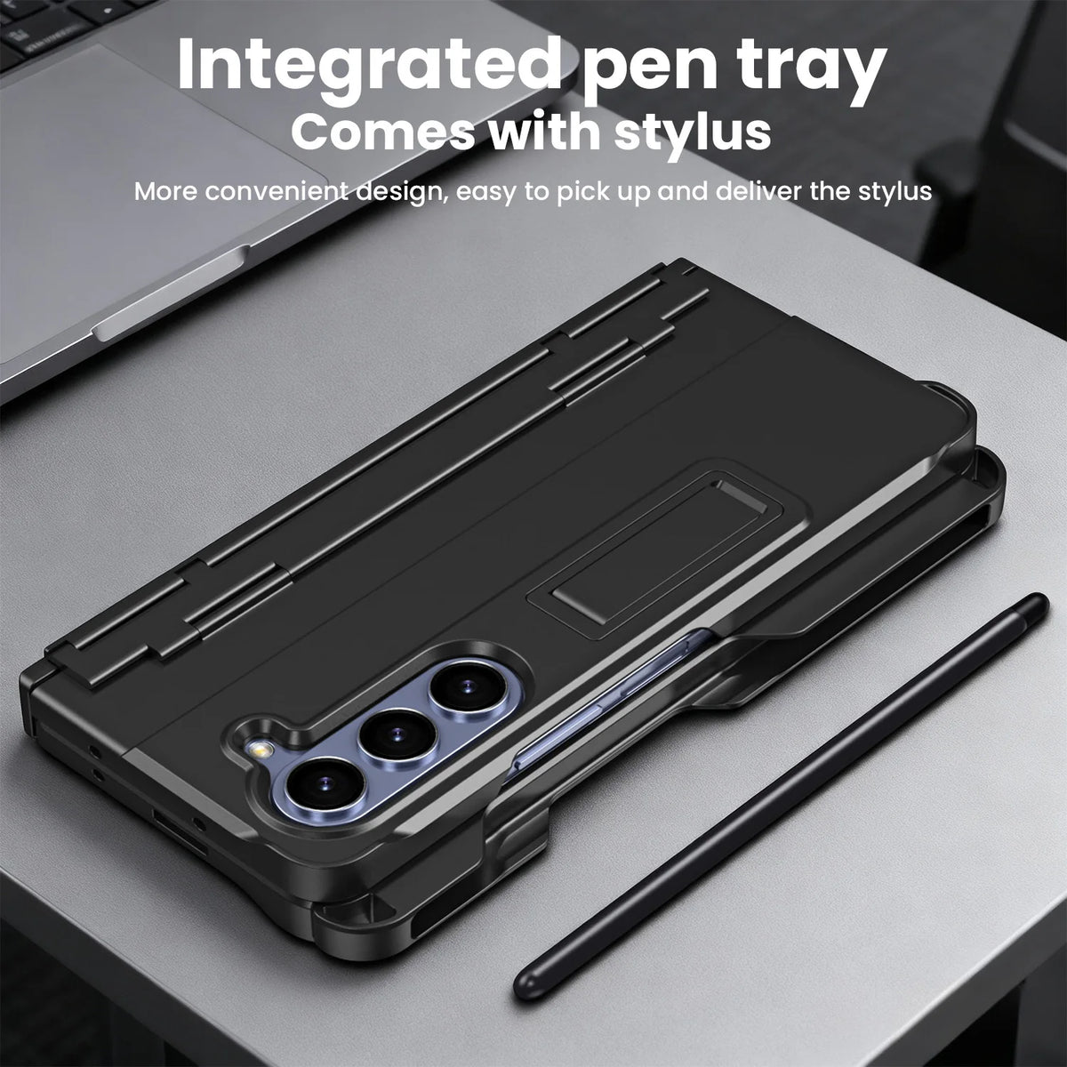 Suitable for Samsung Fold7/Fold6/Fold5/Fold4/Fold3 Stand, Stylus, Tempered Glass Full-Cover Protective Folding Phone Case