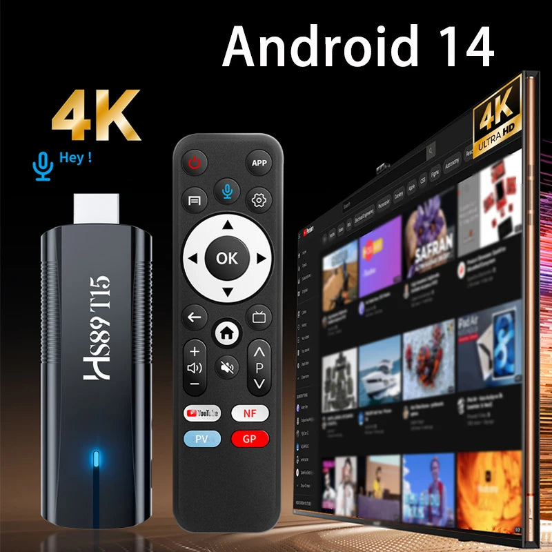 TV Stick Android 14.0 HS89 T15 RK3539 Wifi6 Media Player Support 4K Voice Remote Home Android Smart TV Stick 2GB 16GB 4GB 32GB