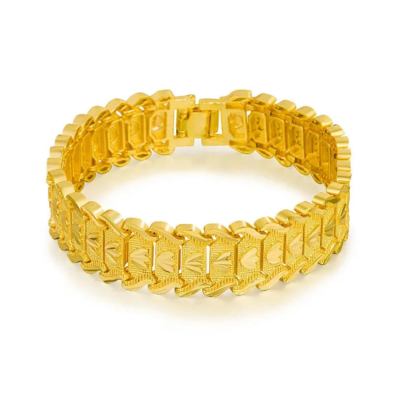 21cm Retro Fashion European Coin Gold-plated Jewelry Copper Plating 18K Gold Men's Wide Version Bracelet Watch Chain Wholesale