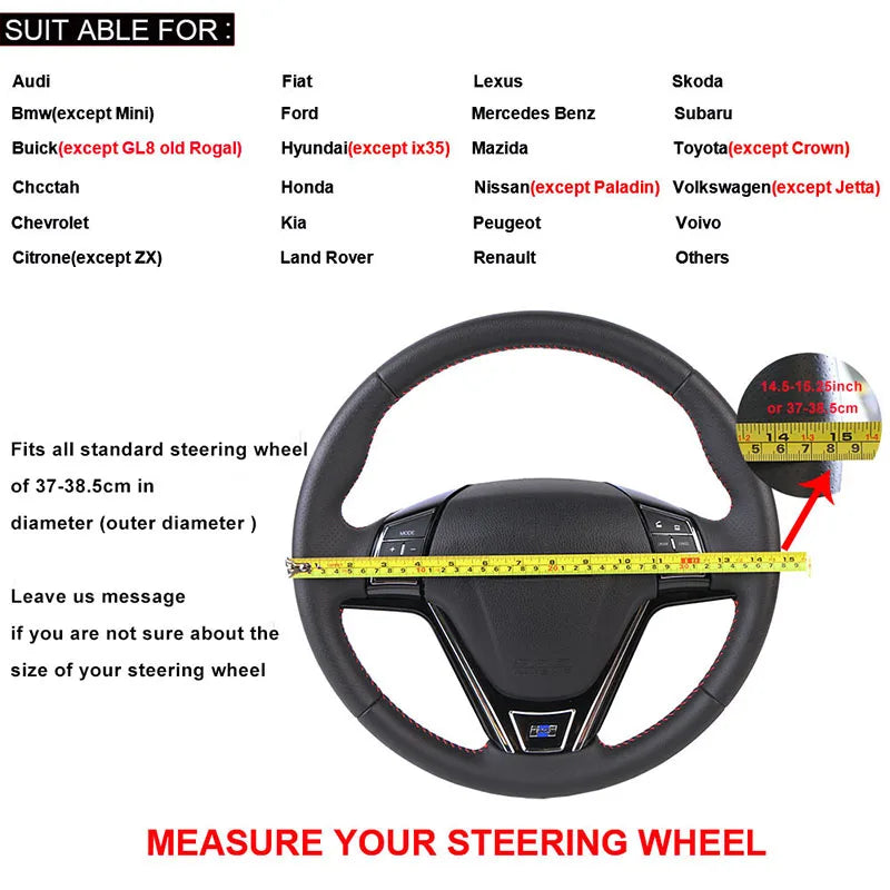 Universal PU Leather Automotive Steering Wheel Cover Soft Leather Cover Steering Wheel Braid DIY Car Accessories Hand Sewing