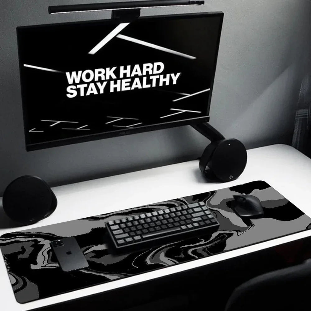 Line Liquid Mouse Pad Gaming Accessories Topographic Table Mat Marble Black Carpet Gray 100x50cm Custom Pc MousePad Desk Mat