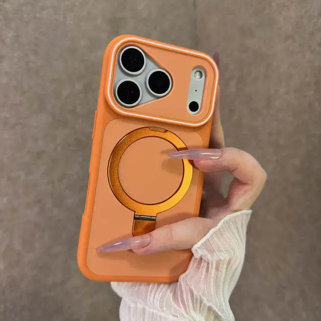 Luxury Dual Tone Metal Ring Holder for Magsafe Case for IPhone 17 Air 16 15 14 Plus 13 12 Pro Max Magnetic Wireless Charge Cover