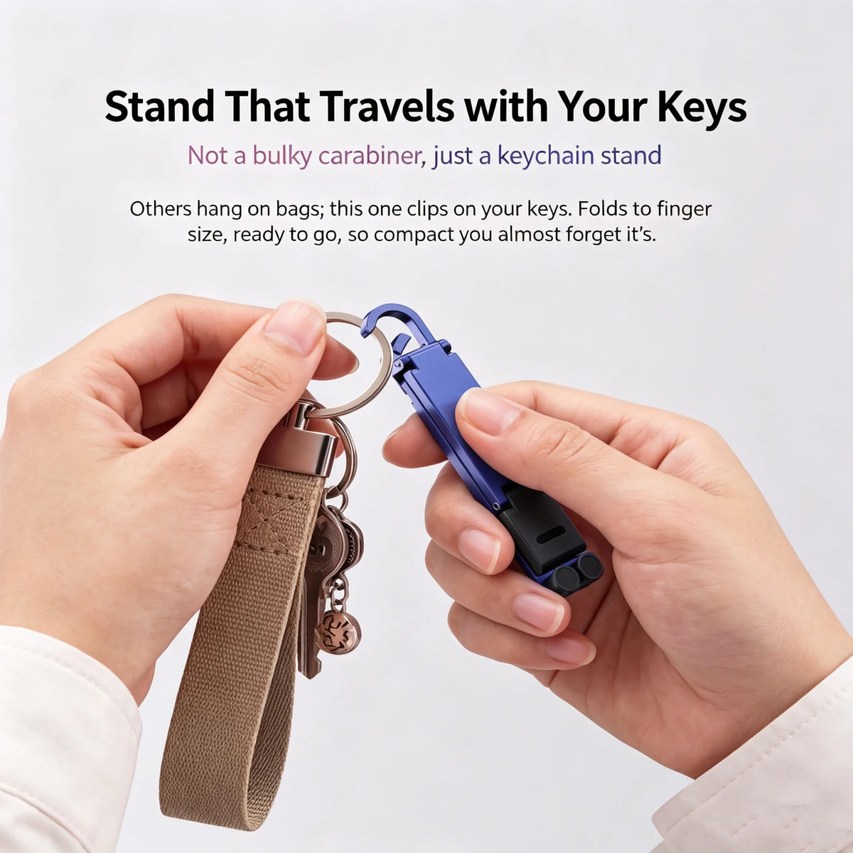 KEBIDUMEI Mini Foldable Keychain Phone Stand Multi-Angle Adjustable Lightweight Hands-Free Cell Phone Holder for Travel Desk