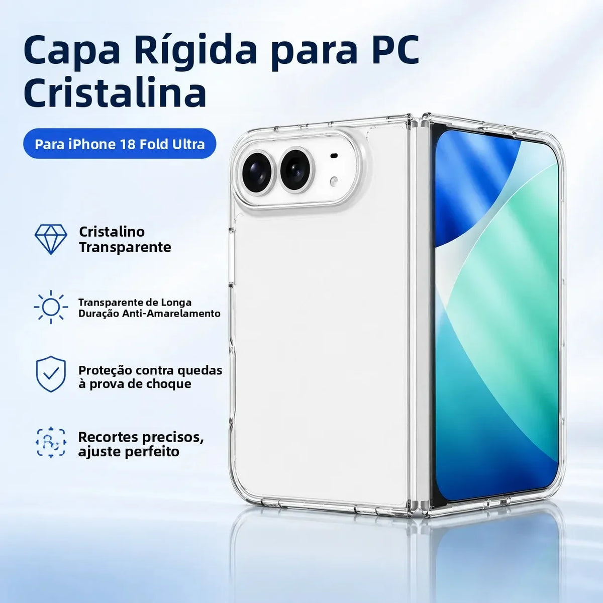 Transparent Phone Case For iPhone Duo 18 Fold 17 16 15 14 Plus 13 12 11 Pro Max Clear Shockproof Bumper Cover Protective Funda