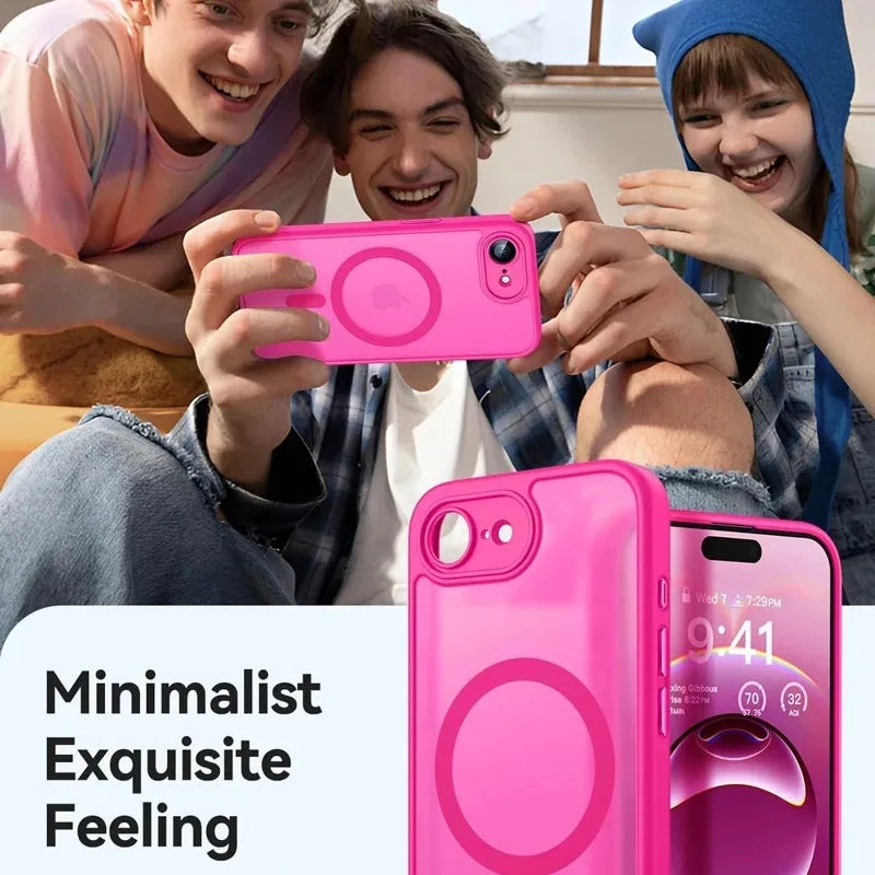 Luxury Magnetic Matte Clear Case For iPhone 16E 17E For Magsafe Shockproof Cover For iphone 17 16 15 14 13 Pro Max Plus Coque
