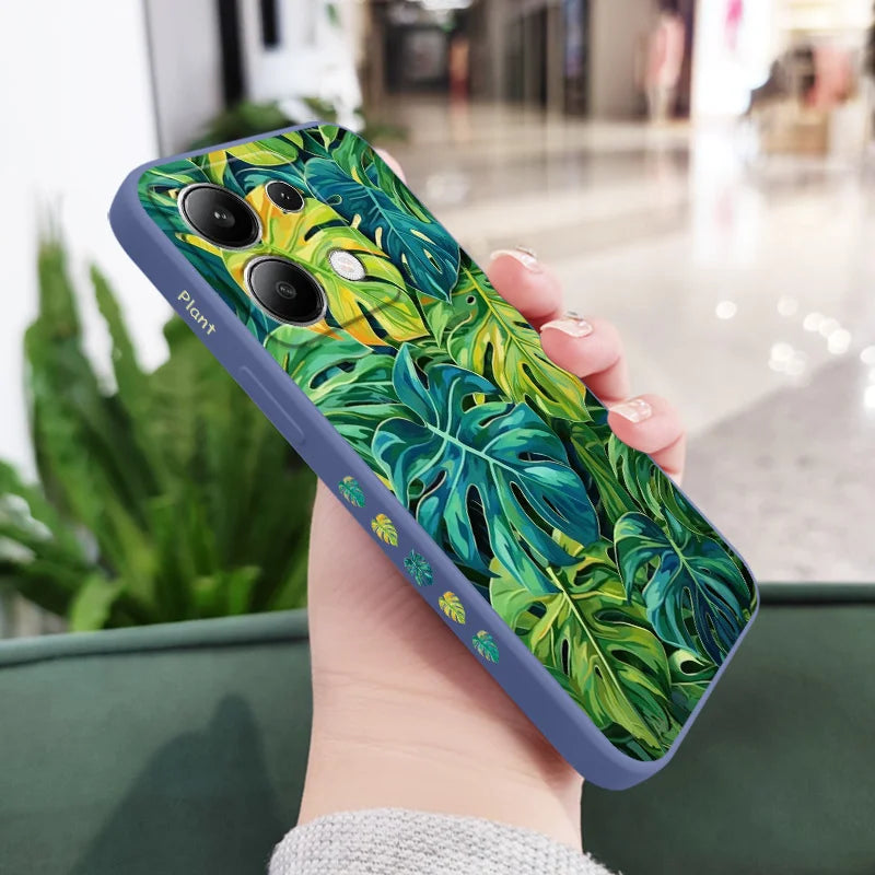 Monstera Deliciosa Phone Case For Xiaomi Redmi Note 14 13 12 12S 11 11S 10 10S 9 9S Pro Plus 4G 5G Liquid Silicone Cover