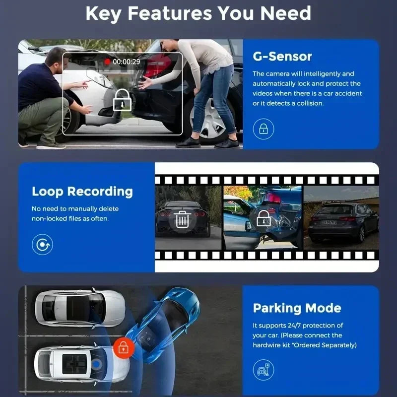 1080P Car Dvr WiFi APP 3/2Lens Dash Cam for Cars Camera for Vehicle Recorder Video Front and Rear Camera Night Vision Dashcam