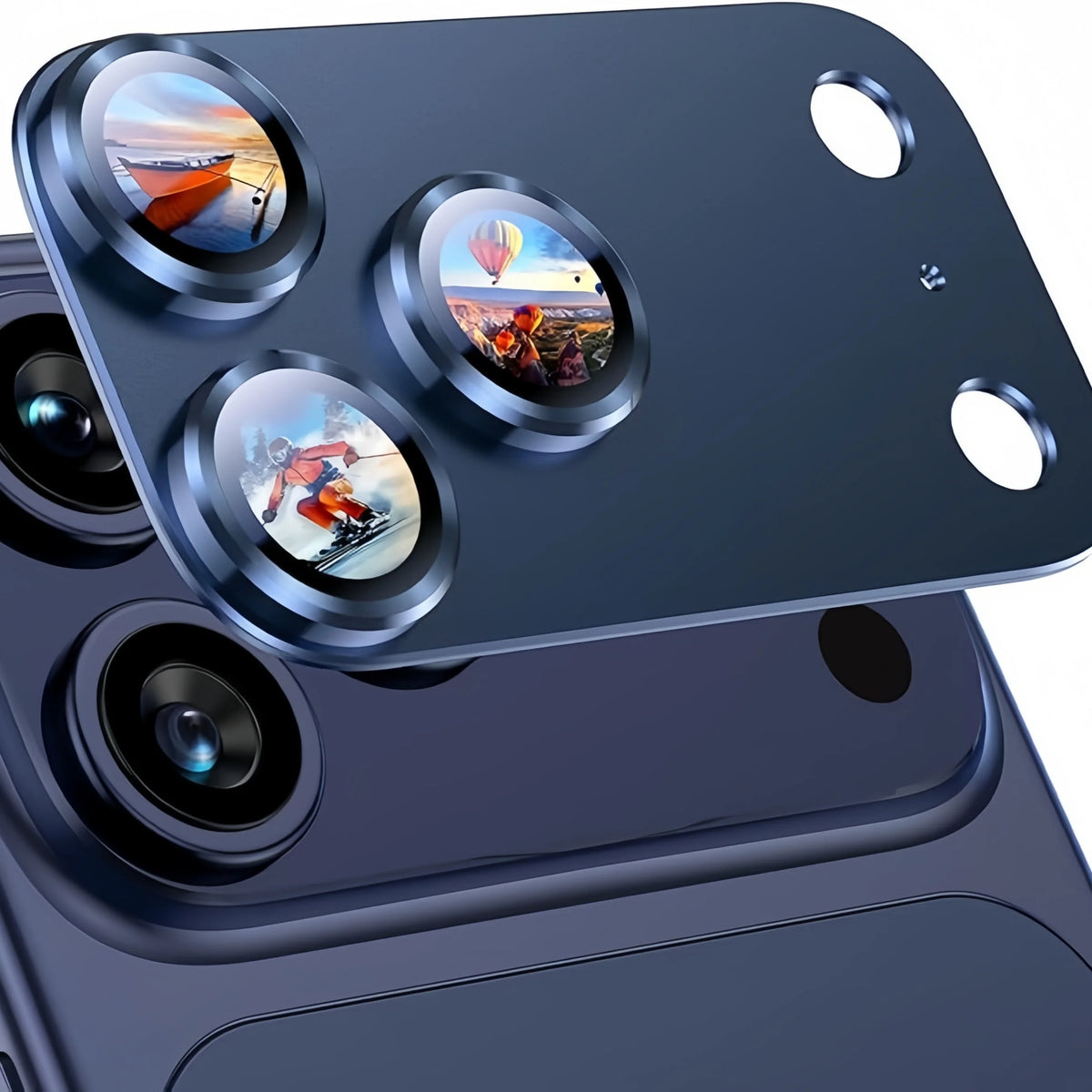For iPhone 17 Pro Max/17Pro Camera Lens Protector, Metal Frame Glass Cover, Metal 9H Sapphire Glass Rear Camera Screen Cover