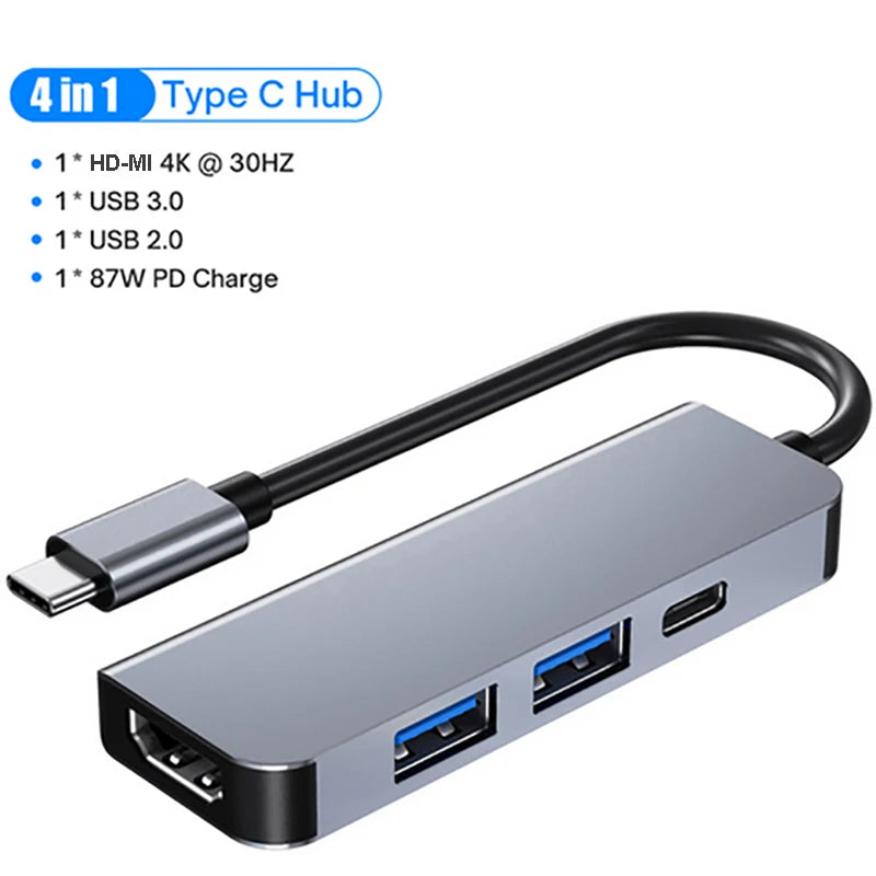 4K 30Hz USB C Docking Station Type C to HDMI-compatible VGA RJ45 Adapter USB 3.0 HUB Splitter For Laptop Macbook Air M1 iPad Pro