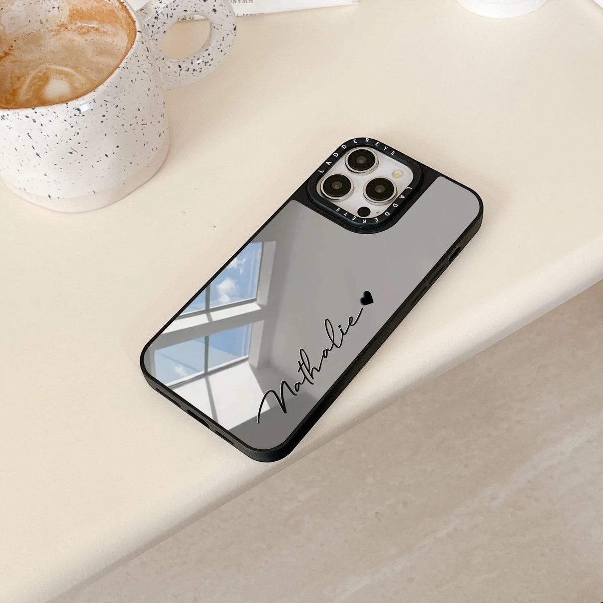 Personalized Customized Name Case For iPhone 18 17 16 15 14 13 12 11 Pro Max Plus Plating Makeup Mirror Pattern Cover 16 Pro