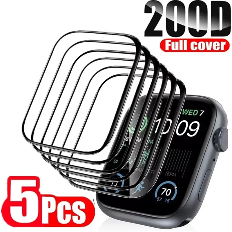 1-5Pcs Full Screen Coverage For Apple Watch 9 8 7 6 5 38MM 40MM 42MM 44MM 41MM 45MM Screen Protector For IWatch Ultra 1 2 3 49MM