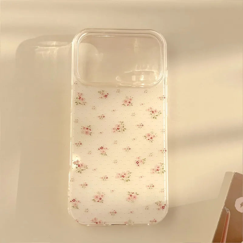 Pink Flower Pattern Phone Case For iPhone 17 18 Pro Max 16 15 14 13 12 11 Pro Plus 16e 17e Air X XR XS 7 8 Plus Soft Back Cover
