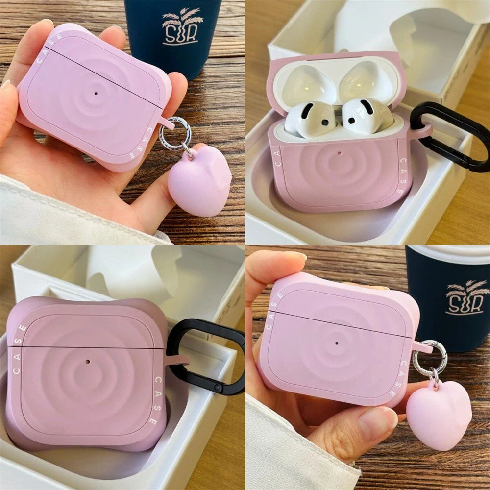 Ripple Liquid Silicone Case For AirPods Pro 3 2 AirPods4 Multi Color Wireless Bluetooth Earbuds Simple Protective Cover