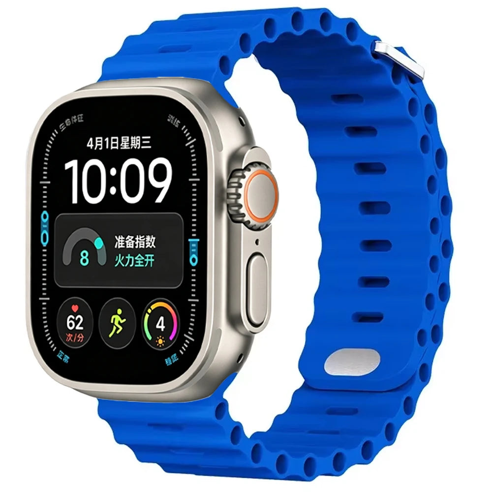 Ocean Silicone strap For Apple Watch Ultra 4 3 2 1 Band 49mm 12 11 10 9 8 7 46mm 45mm 41mm band iWatch 6 5 4 SE3 44mm 40mm 42mm