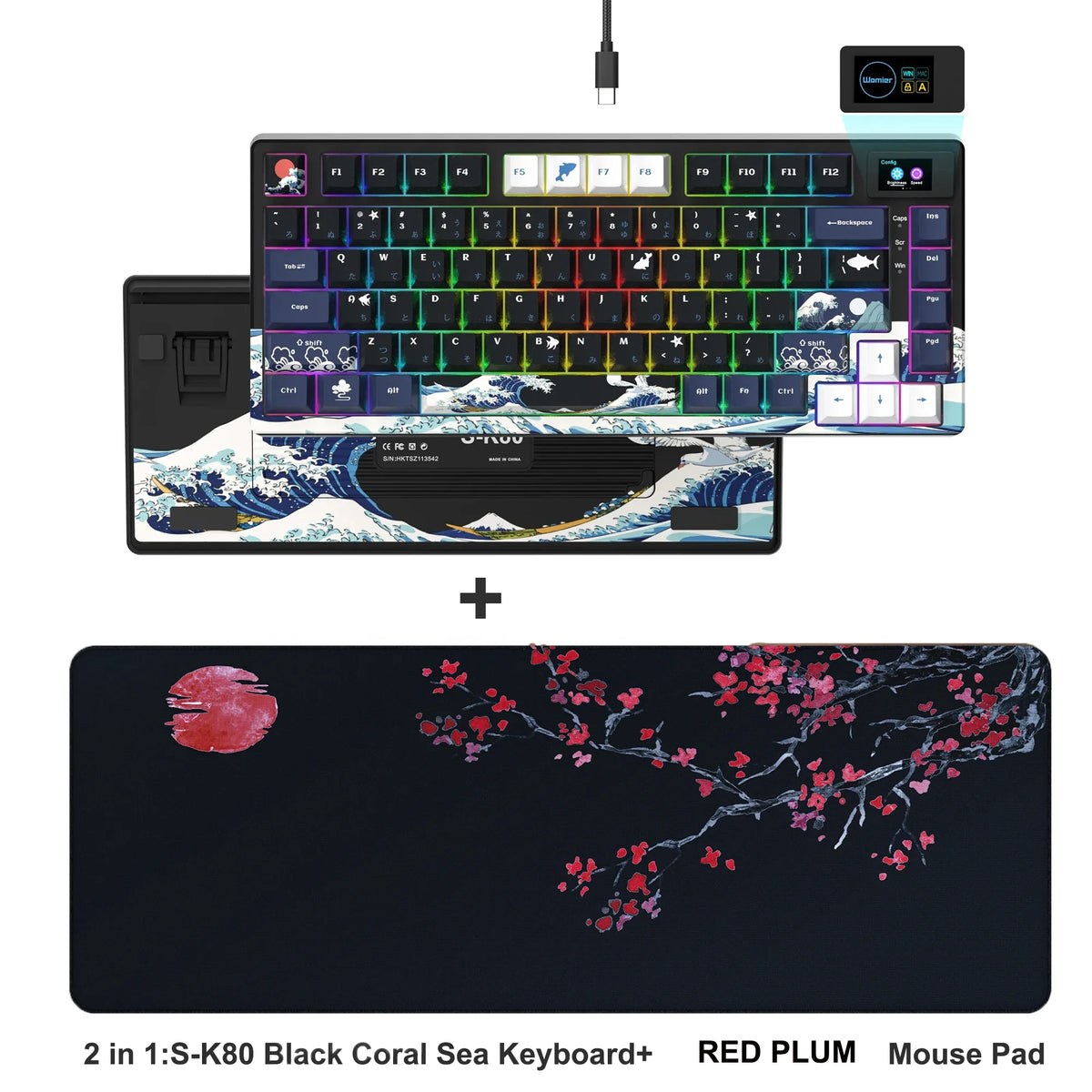 Womier SK80 Gasket Mounted Mechanical Keyboard 81 Key Gamer Keyboard 75% Hot Swap RGB Gaming Keyboard with Smart Display for PC