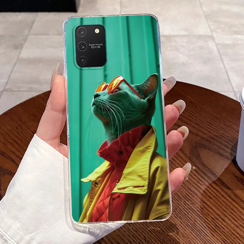 Casing For Samsung S10 Lite Case G770F Aesthetic Cute Cat Fashion Transparent Back Cover For Samsung Galaxy S10 Lite Phone Case