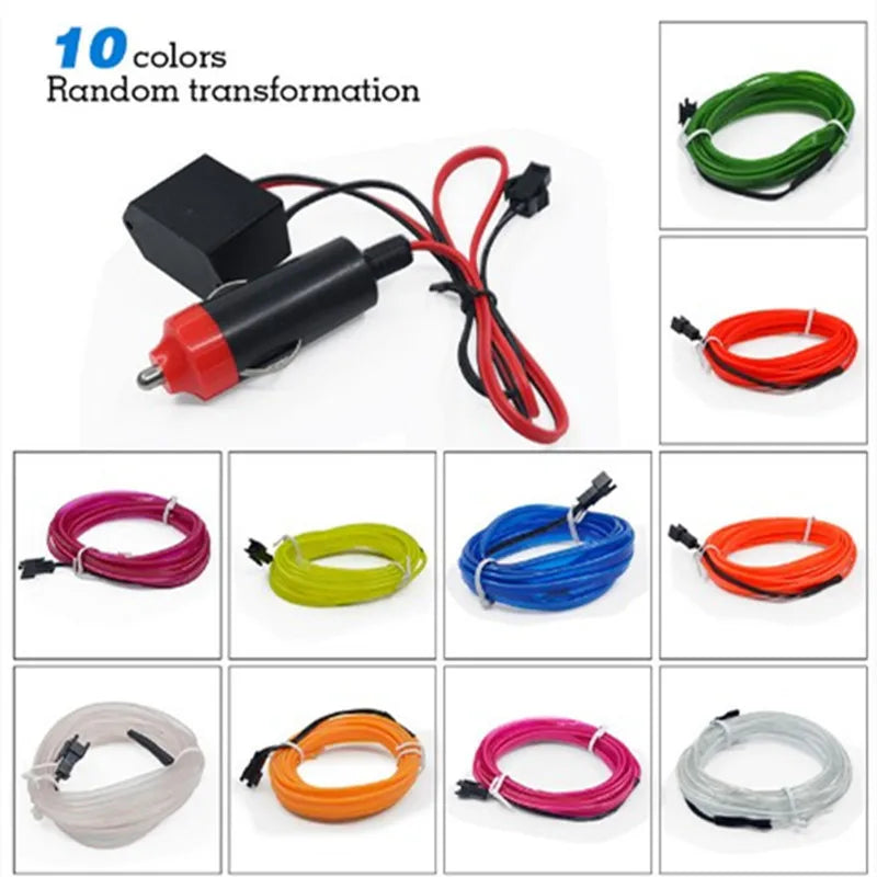 HQ 12V Universal LED Car Ambient Lamp Car Interior Decoration Light Cold Light Strips Waterproof Dashboard Console Lamp1/3/5M