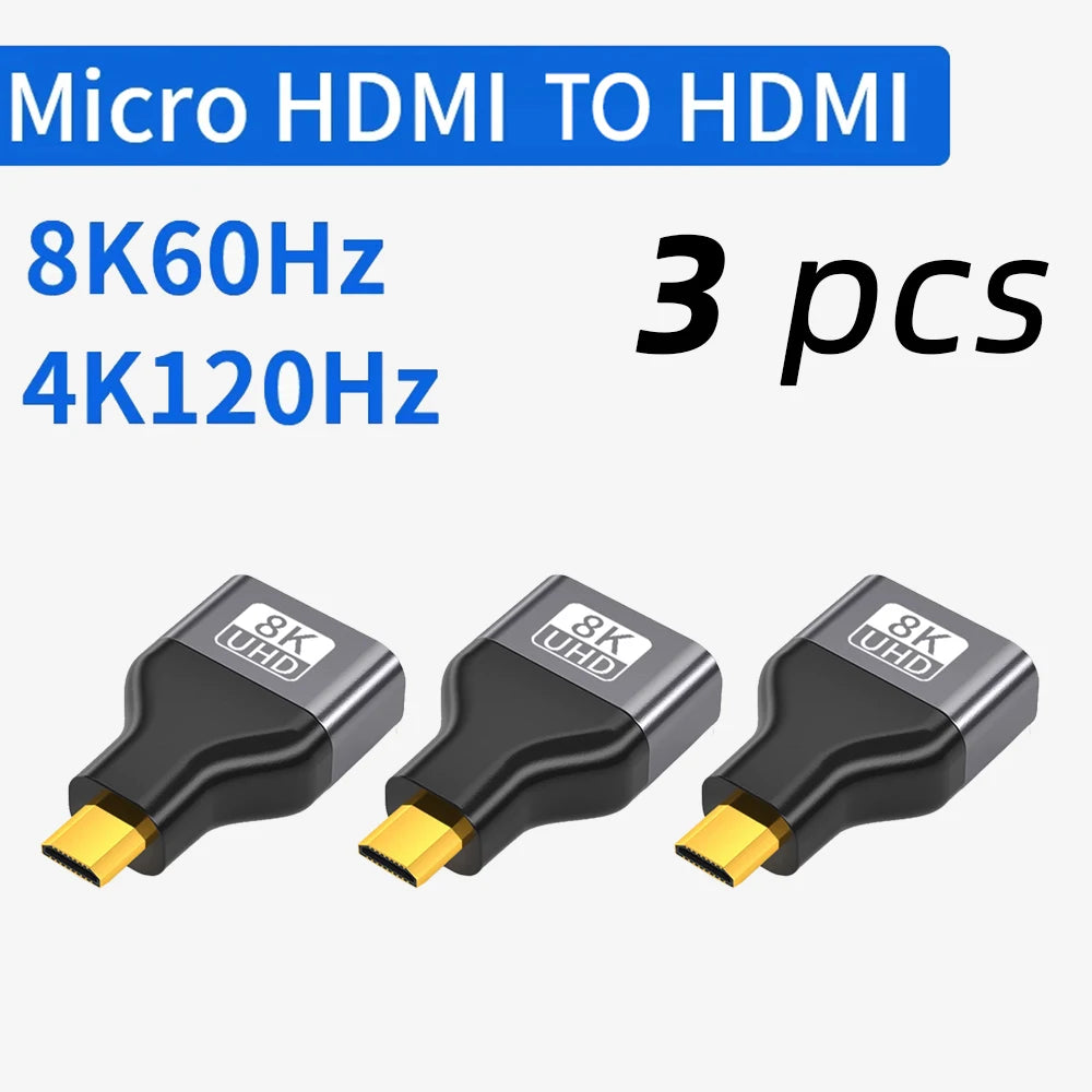 8K@60Hz Mini Micro HDMI-compatible Male to HDMI-compatible2.1 Female Adapter Converter for Camera Tablet Laptop HDTV Monitor