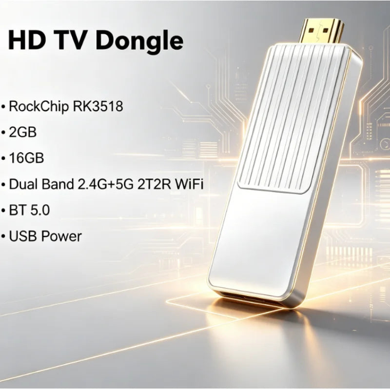 S13 Air Smart TV Stick Android 14 Rockchip RK3518, 2.4G&5G WiFi6 Dual Band, 2GB 16GB ROM 4K HDR Bluetooth Voice Remote Control