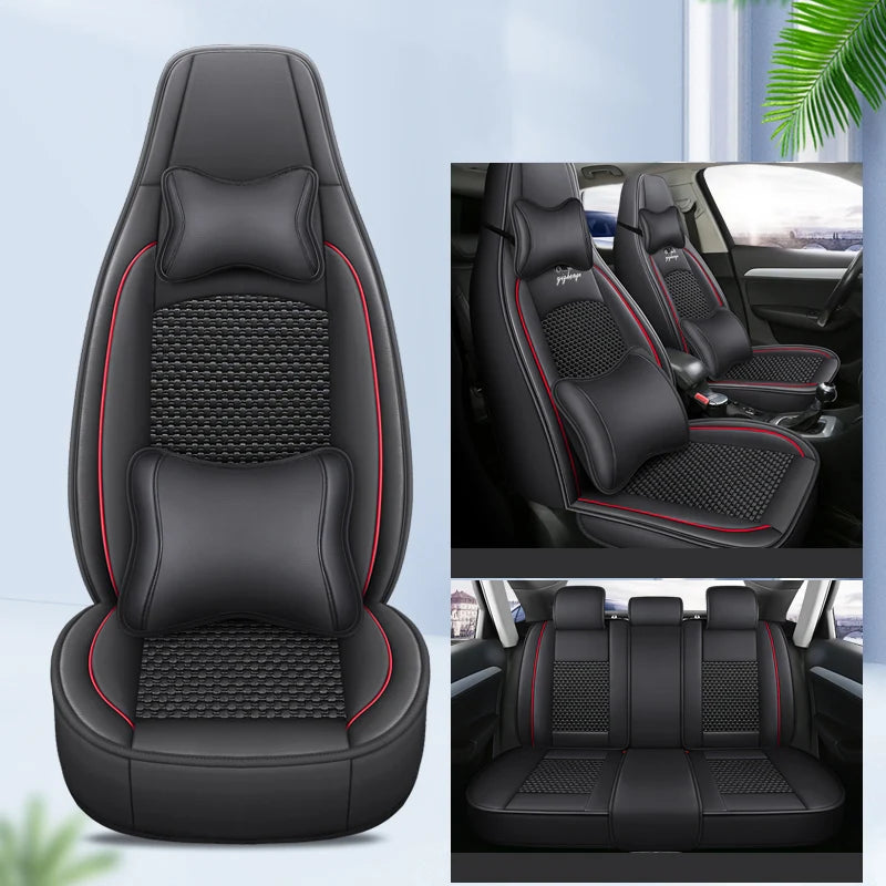 Car Seat Cover 5 Full Set Universal Seat Covers for Nissan X Trail T32 Jetta A4 Skoda Rapid Superb 3 Cars Waterproof PU Leather