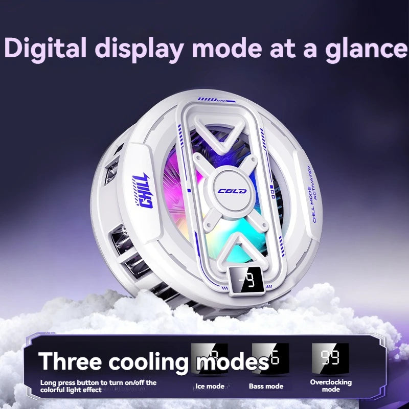 K51 AI Mobile Cooler Magnetic Back-clip Ice Cooling Radiator Digital Display RGB Light Gaming Cooler Temperature Control