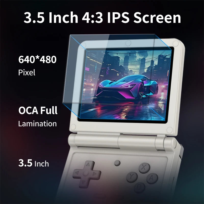 POWKIDDY Retro Flip V90S Portable Handheld Game Console 3.5-inch 640*480 IPS Screen A133Plus Vibration Function Children's Gifts