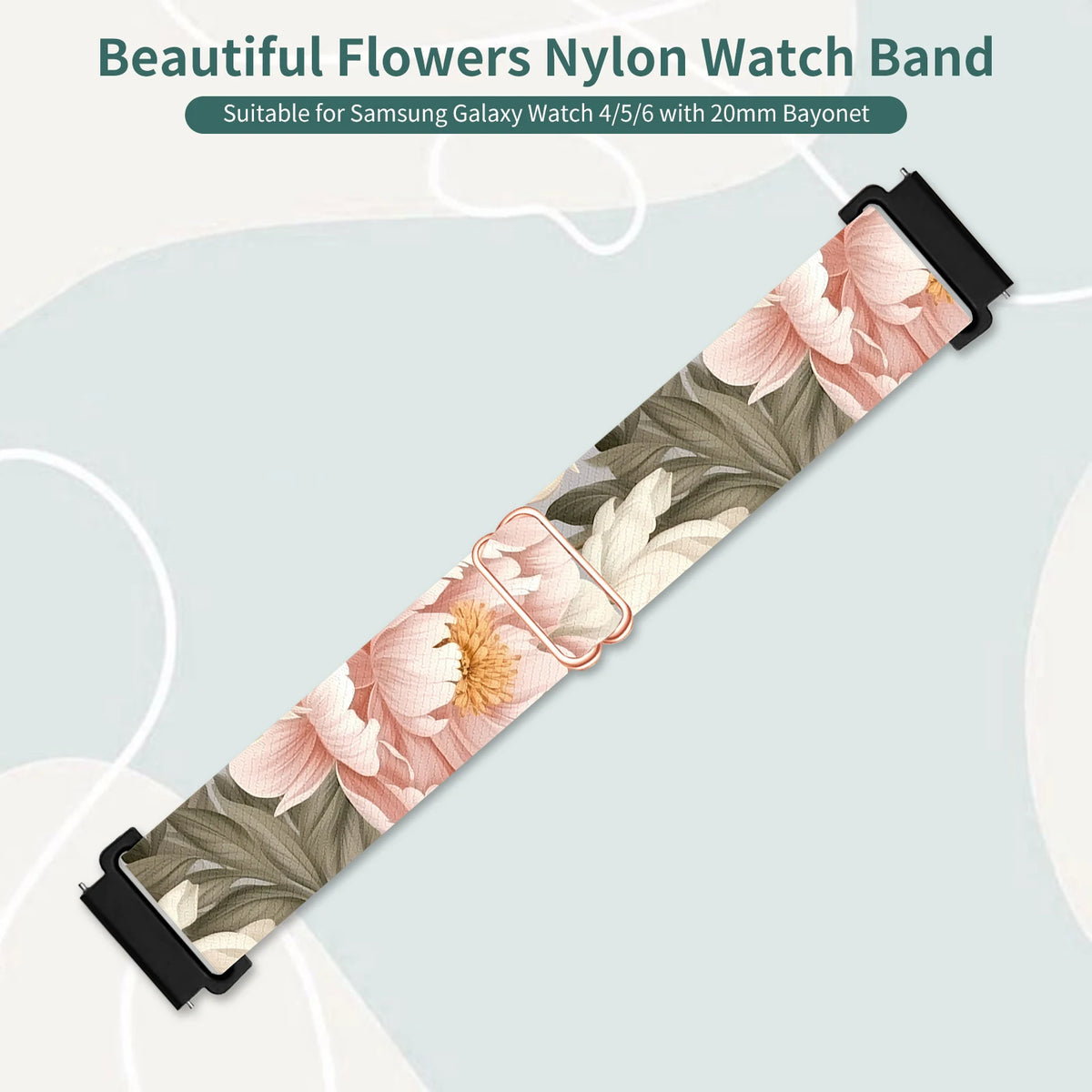 1 Pack Man Woman 20mm Printed Watch Stretchy Loop Band For Galaxy Watch 7 6 5 4 3 FE 40mm 41mm 42mm 44mm 45mm 46mm