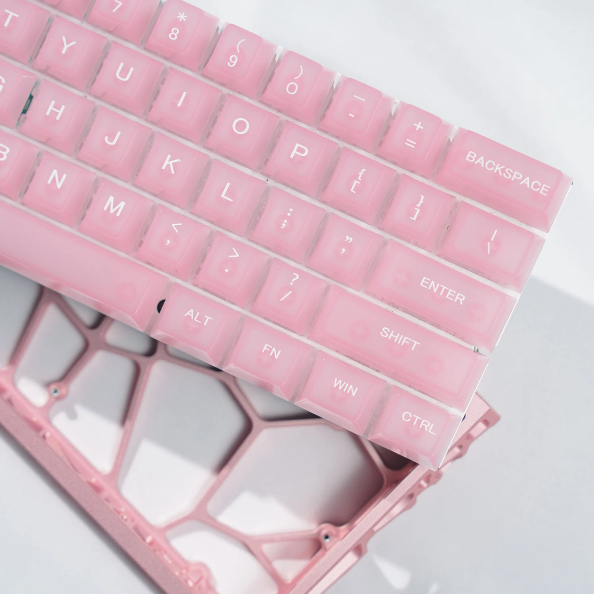 115 Keys Semi-transparent RGB Backlit PC Keycaps MDA Profile Foggy Pink UV-print Keycaps for Cherry Gateron MX Switches Keyboard