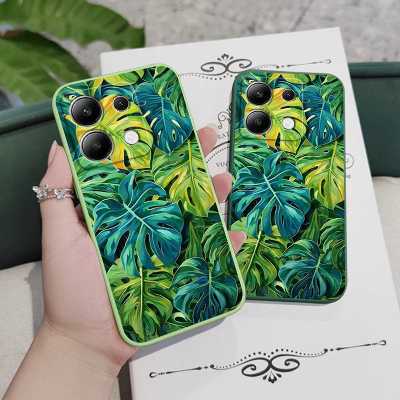 Monstera Deliciosa Phone Case For Xiaomi Redmi Note 14 13 12 12S 11 11S 10 10S 9 9S Pro Plus 4G 5G Liquid Silicone Cover