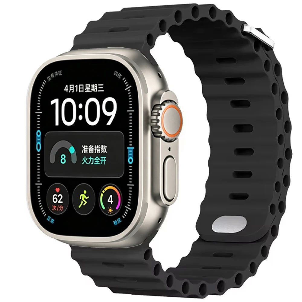 Ocean Silicone strap For Apple Watch Ultra 4 3 2 1 Band 49mm 12 11 10 9 8 7 46mm 45mm 41mm band iWatch 6 5 4 SE3 44mm 40mm 42mm