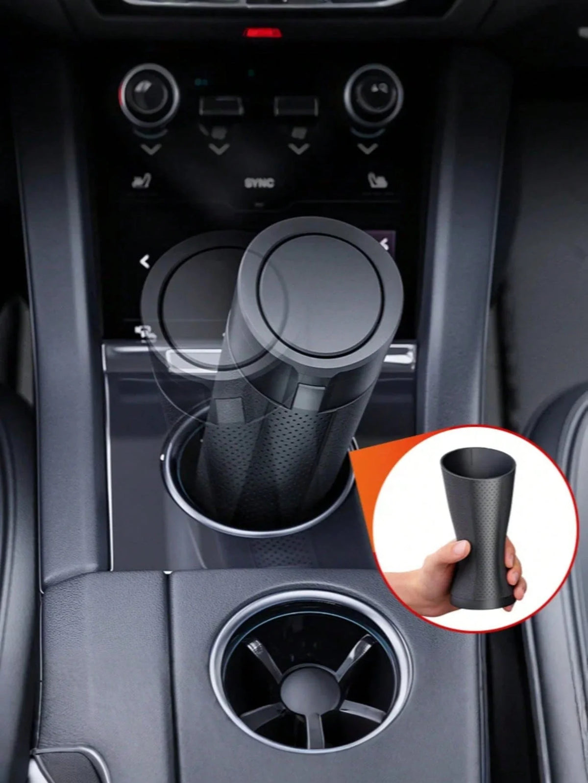 Portable Car Trash Can – Dual-Lid Design, Press & Button Open Modes, Leak-Proof, Removable Inner Liner, For Wet & Dry Waste