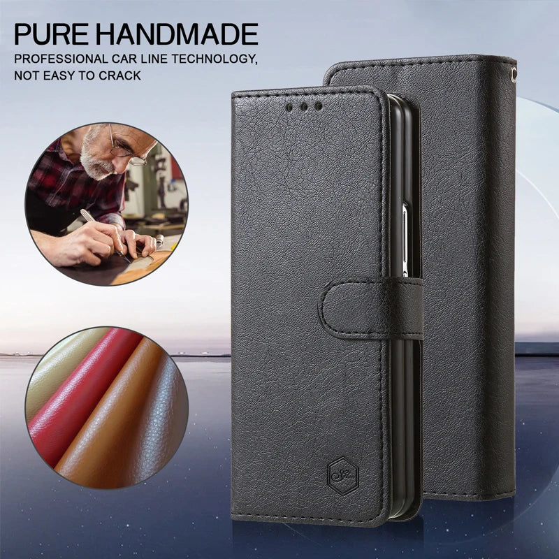 Wallet Phone Case For Samsung Galaxy Z Fold7 Card Holder Stand Shockproof Cloudy PU Leather Cover For Z Fold 6 5 3 4 Funda