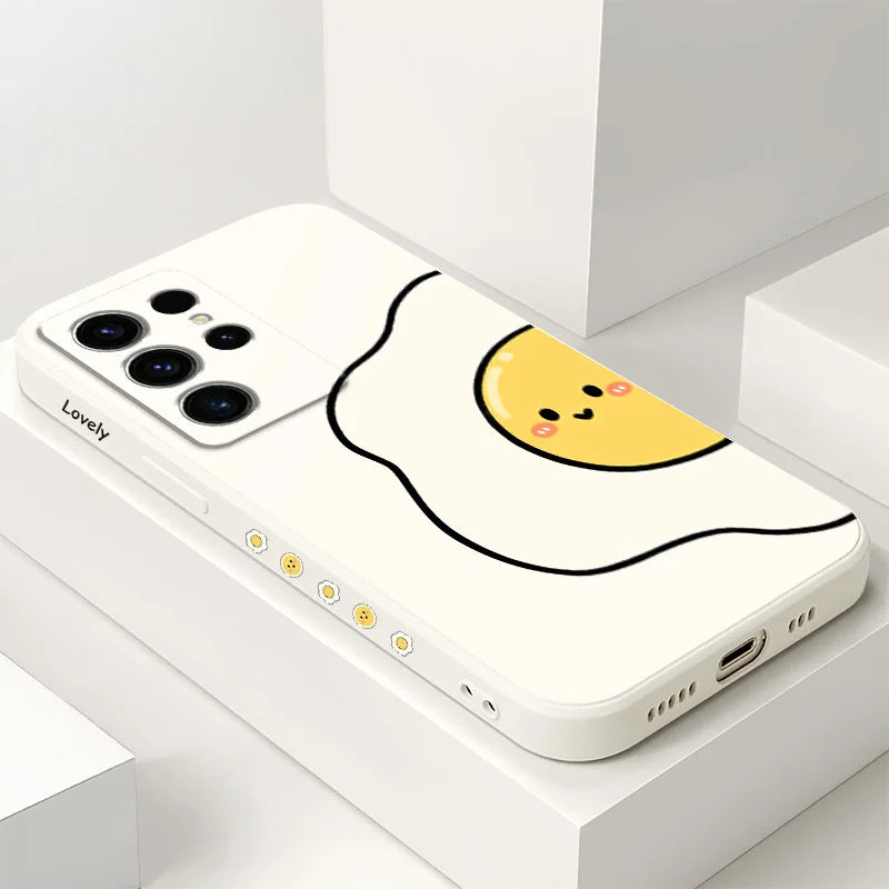 Tomato And Egg Phone Case For Samsung Galaxy S25 S24 S23 S22 S21 S20 S10 S10E Ultra Plus FE Note 20 Ultra Plus Cover