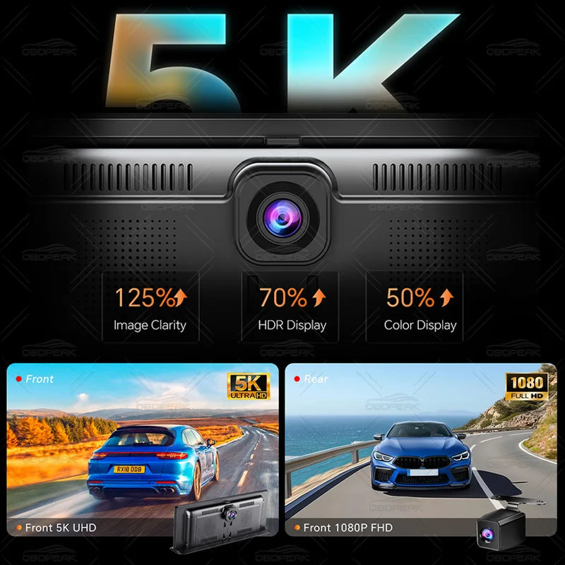 K8 Pro 11.3" Touch Screen Car Camera 5K Dash Cam GPS 5G WiFi Wireless CarPlay & Android Auto Loop Recording GPS Navigation DVR