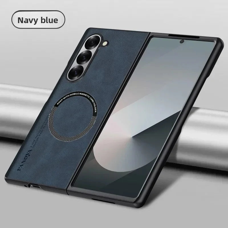 Luxury Ultrathin Sheepskin Leather Slim Phone Case for Samsung Galaxy Z Fold 8 Ultra 7 6 5 4 3 Magnetic Charge Shockproof Cover