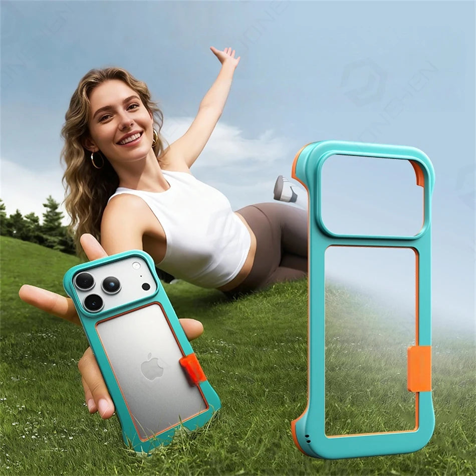 17Pro Colorful Frameless Soft TPU Bumper Case For iPhone Air 17 16 Plus 15 14 13 12 18 Pro Max Shockproof Protect Frame No Cover