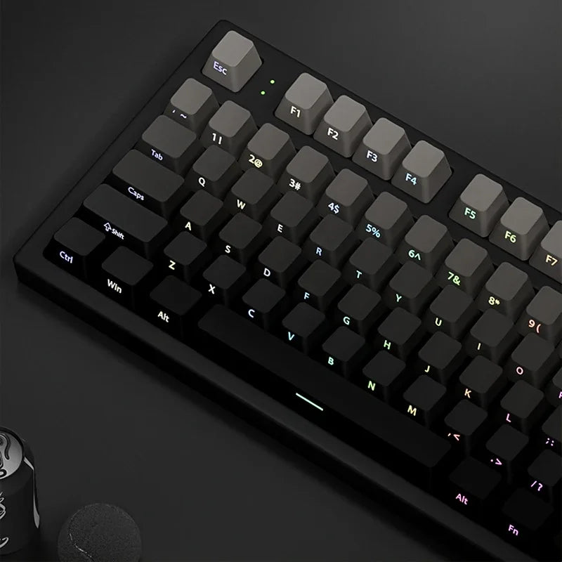 Gradient Gray Double Shot RGB Backlit Keycaps OEM Profile 135+ Keys Side Printed PBT Keycaps for Cherry MX Switches Keyboards
