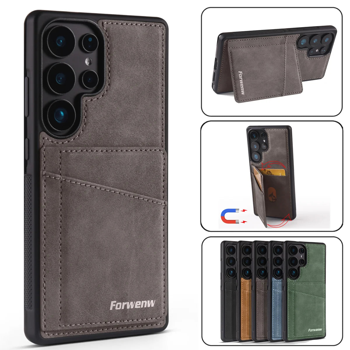 Leather Case for Samsung Galaxy S25 Edge S26 S24 Ultra S23 S22 S21 Plus S20 FE A16 A36 A56 A15 A35 A55 A54 A14 A17 Phone Cover