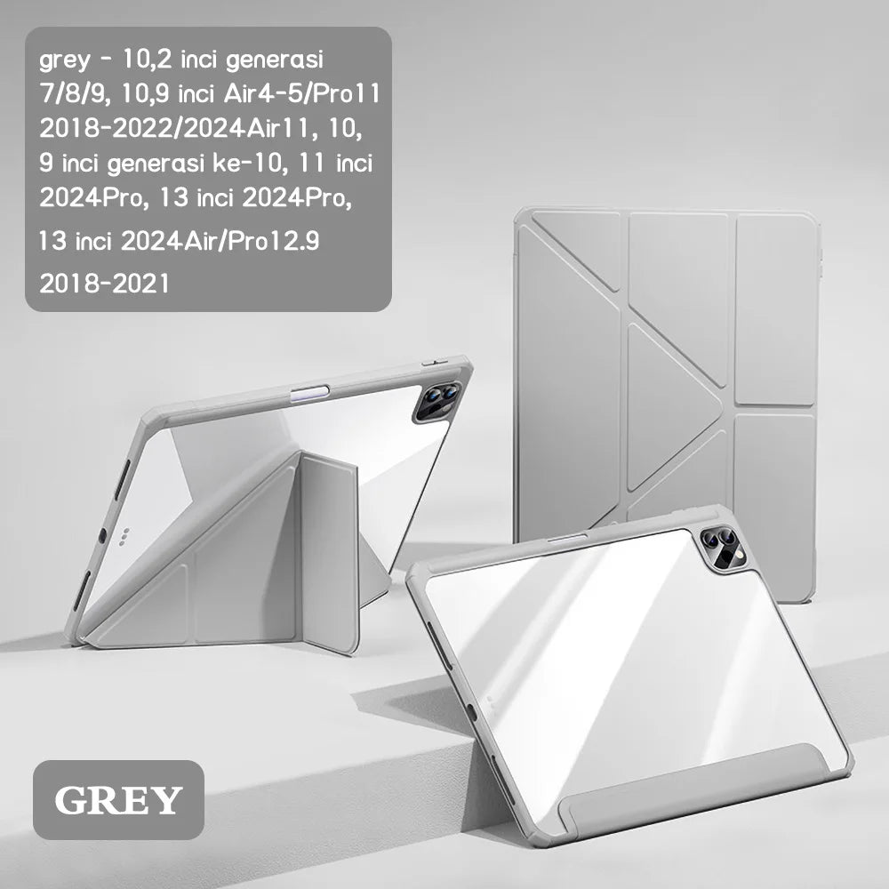 For 2024 iPad Case Air 11/13 M2 Pro 11/13 M4 for iPad Air 4 Air 5 Pro 11/12.9 iPad 5/6/7/8/9/10th Acrylic Clear Y-Fold Stand