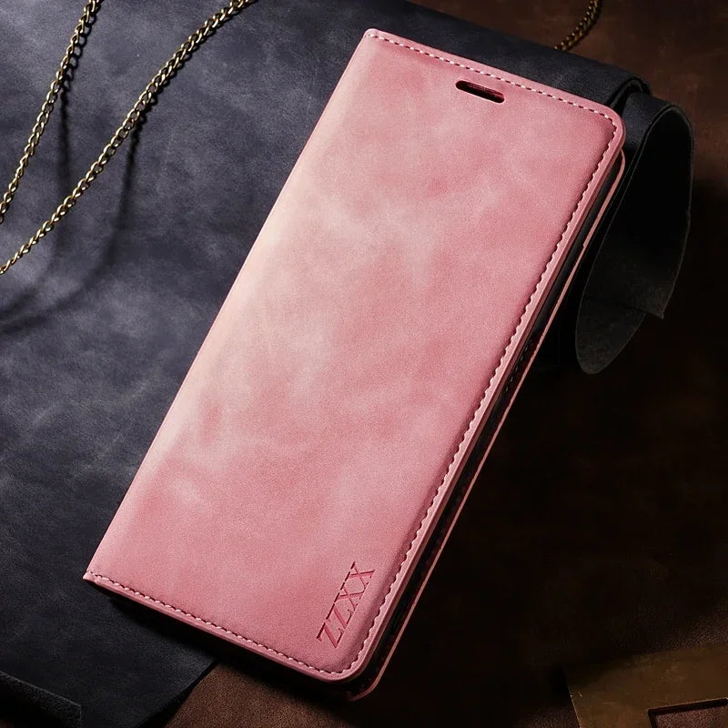 Wallet Skin Friendly Flip Leather Case For Samsung Galaxy S26 Ultra S25 Edge S24 Plus S23 FE A15 A16 A17 A26 A35 A36 A54 A55 A56