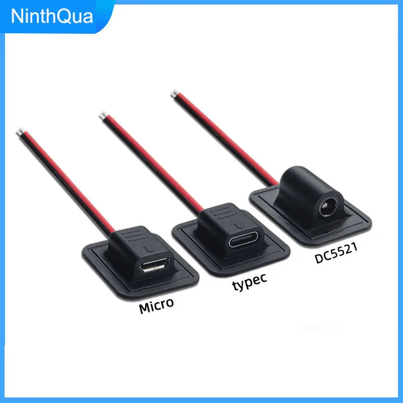1Pcs DC 5.5*2.1 / Micro USB Type-C Female 2P Wire Type USB C Pigtail Cable Extension Power Cable USB-C Plug to 2 Pin Bare Wire