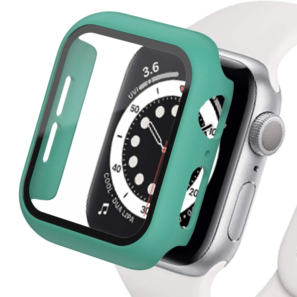 Glass+Matte Watch Cover for Apple Watch Case 45mm 41mm 44mm 40mm 42mm 38mm Bumper+Screen Protector for Iwatch SE 8 7 6 5 4 3 2 1