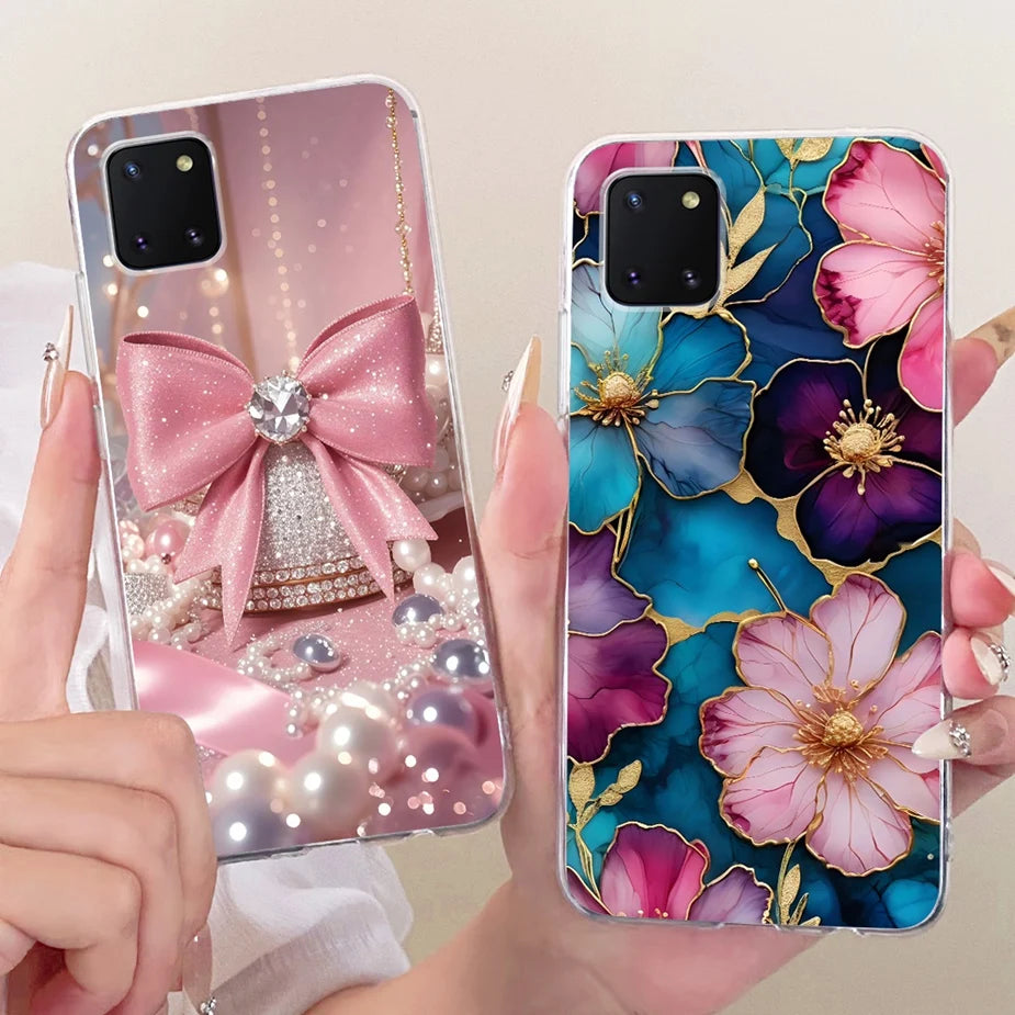 For Samsung Galaxy Note 10 Lite Case SM-N770F Luxury Flowers Painted Cover Soft Silicone Case For Samsung S10 Lite SM-G770F Bags