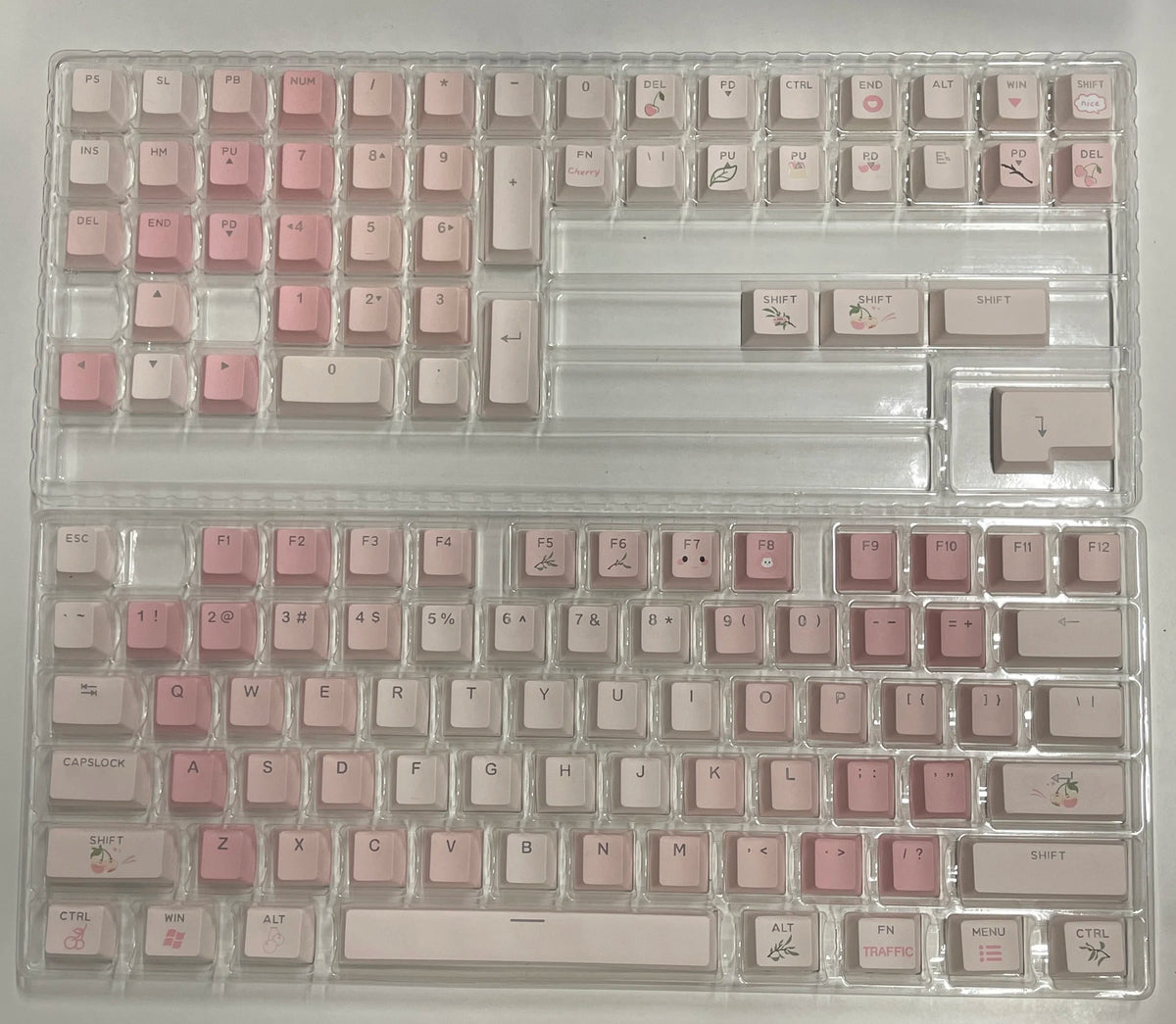 Plum Blossom Japanese RGB Backlit Keycaps 5 Sides Dye Sublimation PBT Keycaps Cherry Profile for MX Switches Gaming Keyboard