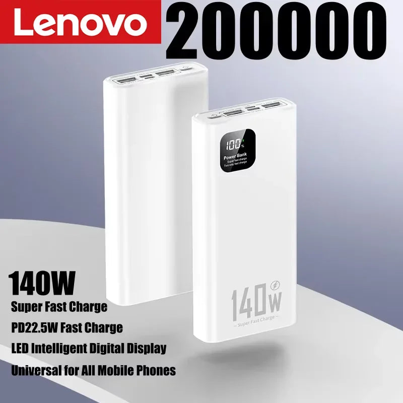 Lenovo 500000mAh 140W Power Bank CCC Certification Large Capacity Super Fast Charging Portable Charger for iPhone Samsung Huawei