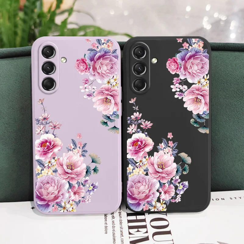 Satin Brocade Phone Case For Samsung Galaxy S25FE S24 S23 S22 S21 S20 Ultra Plus FE Note 20 Ultra 10 Plus Cover