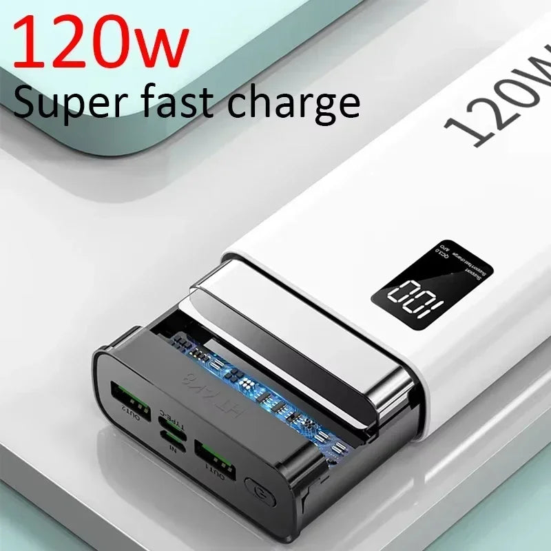 Lenovo 120W Power Bank 200000mAh High Capacity Fast Charging Powerbank Portable Battery Charger For iPhone Samsung Xiaomi NEW