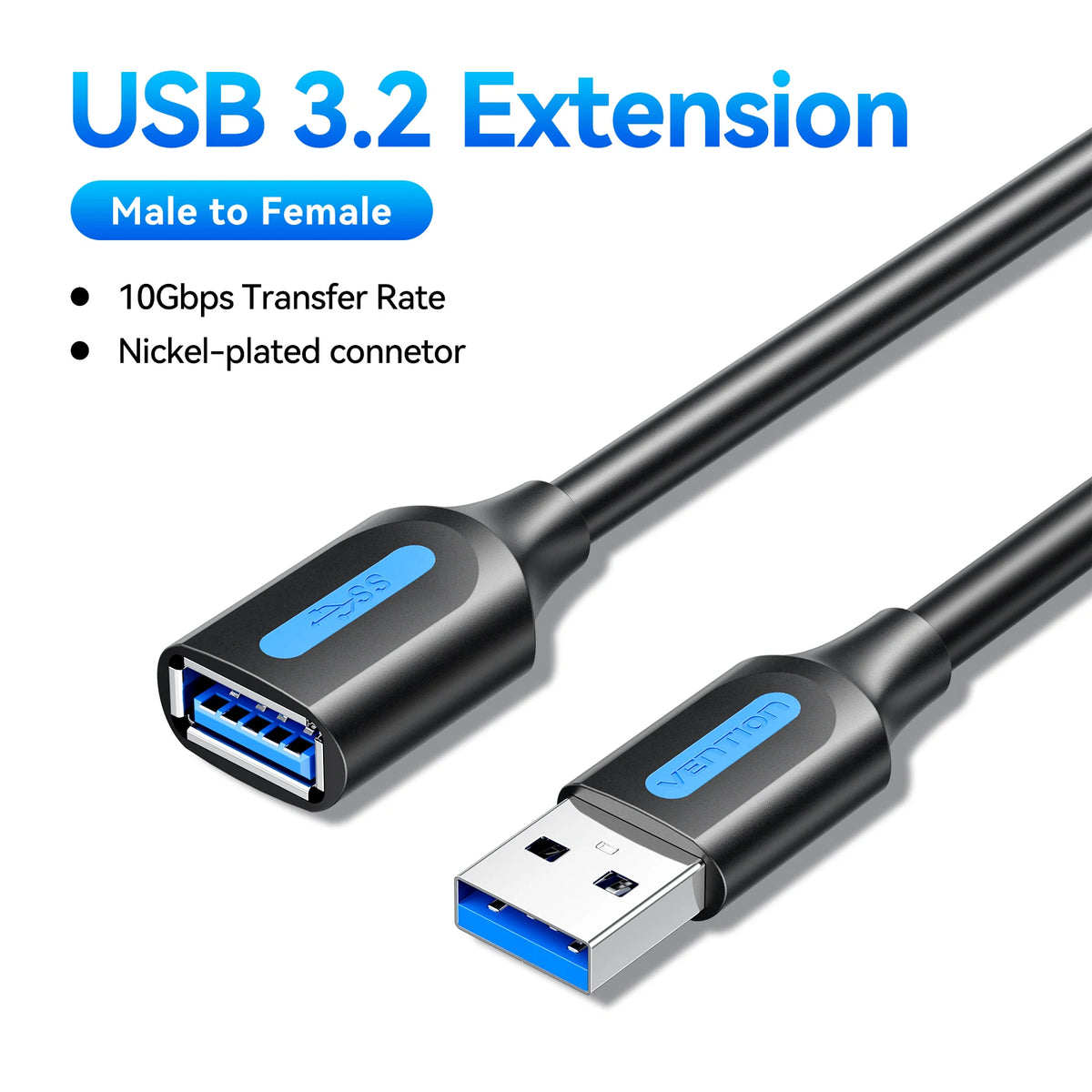 Vention USB 3.2 Extension Cable 10Gbps Data Cord for PC TV USB Drive Xbox One SSD Fast Speed Male to Female USB Extender Cable