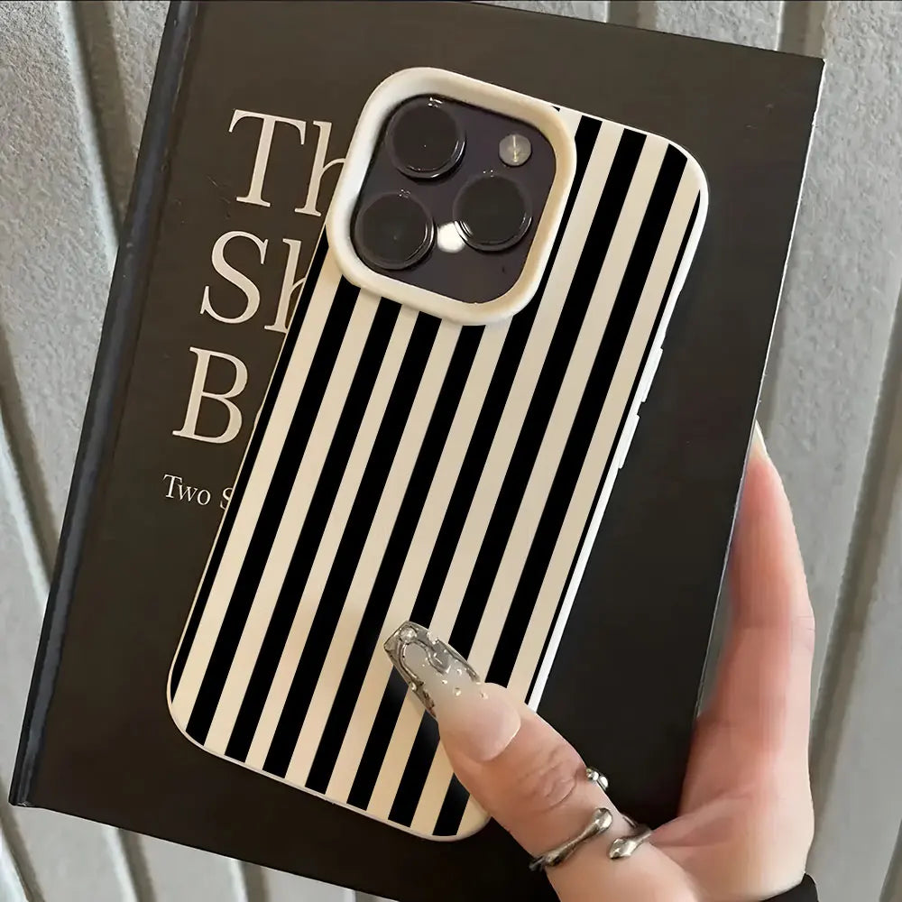 Colorful Stripe Pattern Lychee Soft Phone Case For iPhone 17 16 15 14 13 12 11 Pro Max 15 Plus 17 Air X Xs XR Silicone Cover
