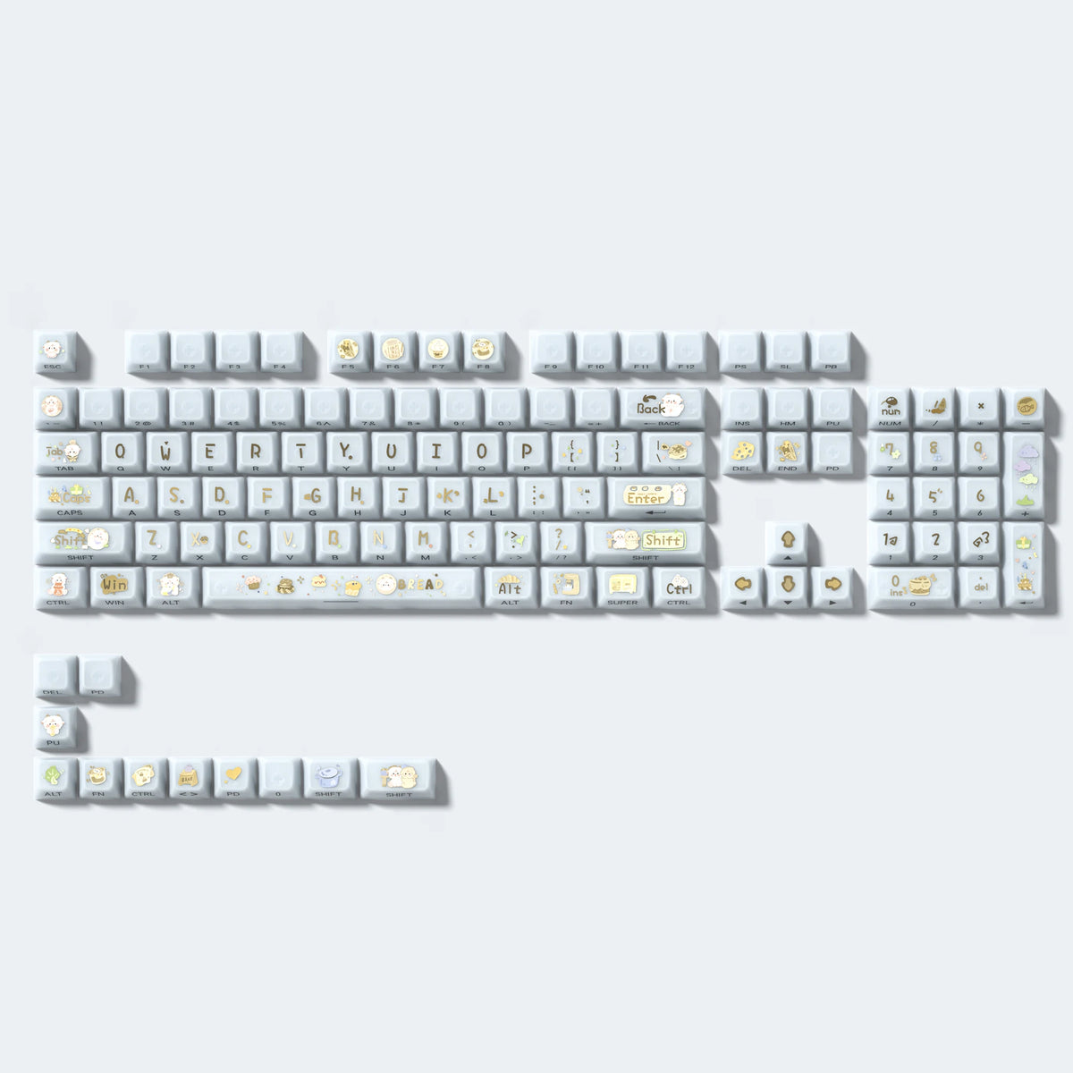 115 Keys Grey Fog Transparent Clear Keycaps Crystal PC Keycap RGB Shine Through Key Cap MDA Profile for MX Switch Keyboard